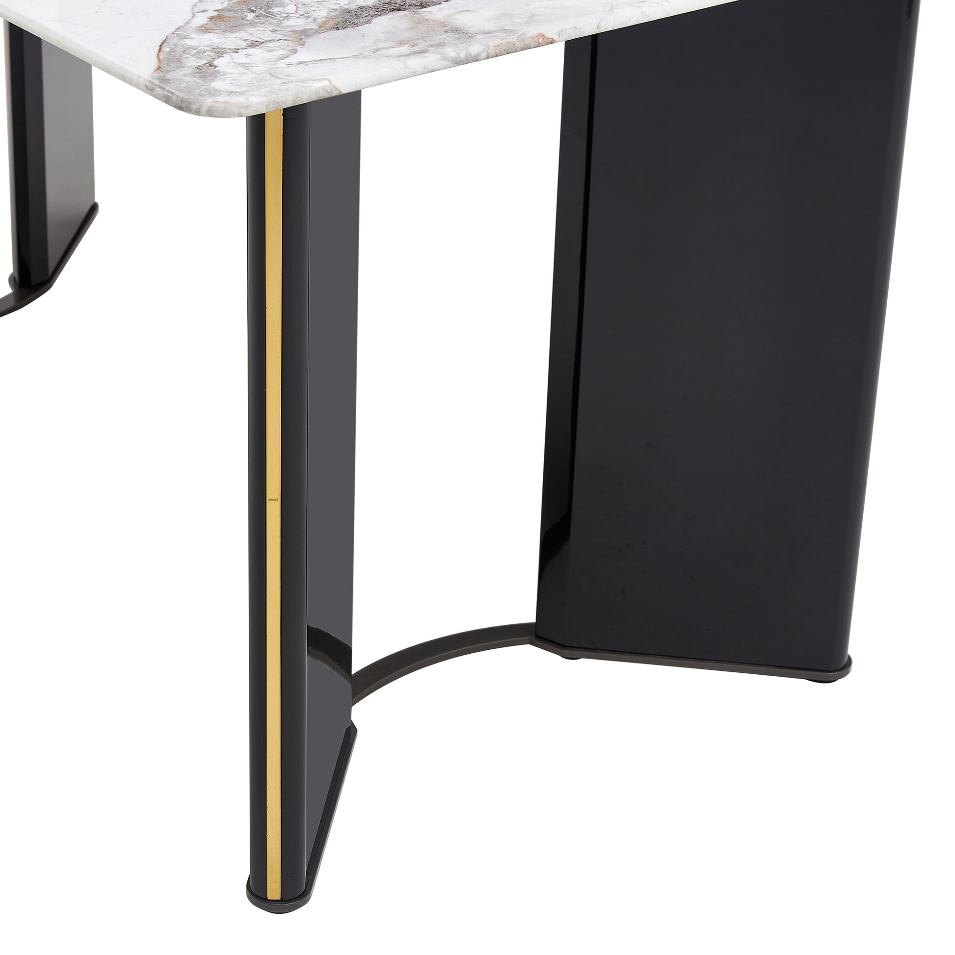 Modern Minimalist Rectangular Dining Table, White Imitation Marble Tabletop, Mdf Table Legs With Gold Metal Decorative Strips. Suitable For Restaurant And Living Roomf Hh White Seats 6 Mdf Glass