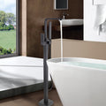 Freestanding Bathtub Faucet With Hand Shower Matte Black Metal