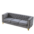 Contact Us For 3D Modeling Velvet Sofa For Living Room,Buttons Tufted Square Arm Couch, Modern Couch Upholstered Button And Metal Legs, Sofa Couch For Bedroom, Grey Velvet W834S00020 Gray Foam Velvet