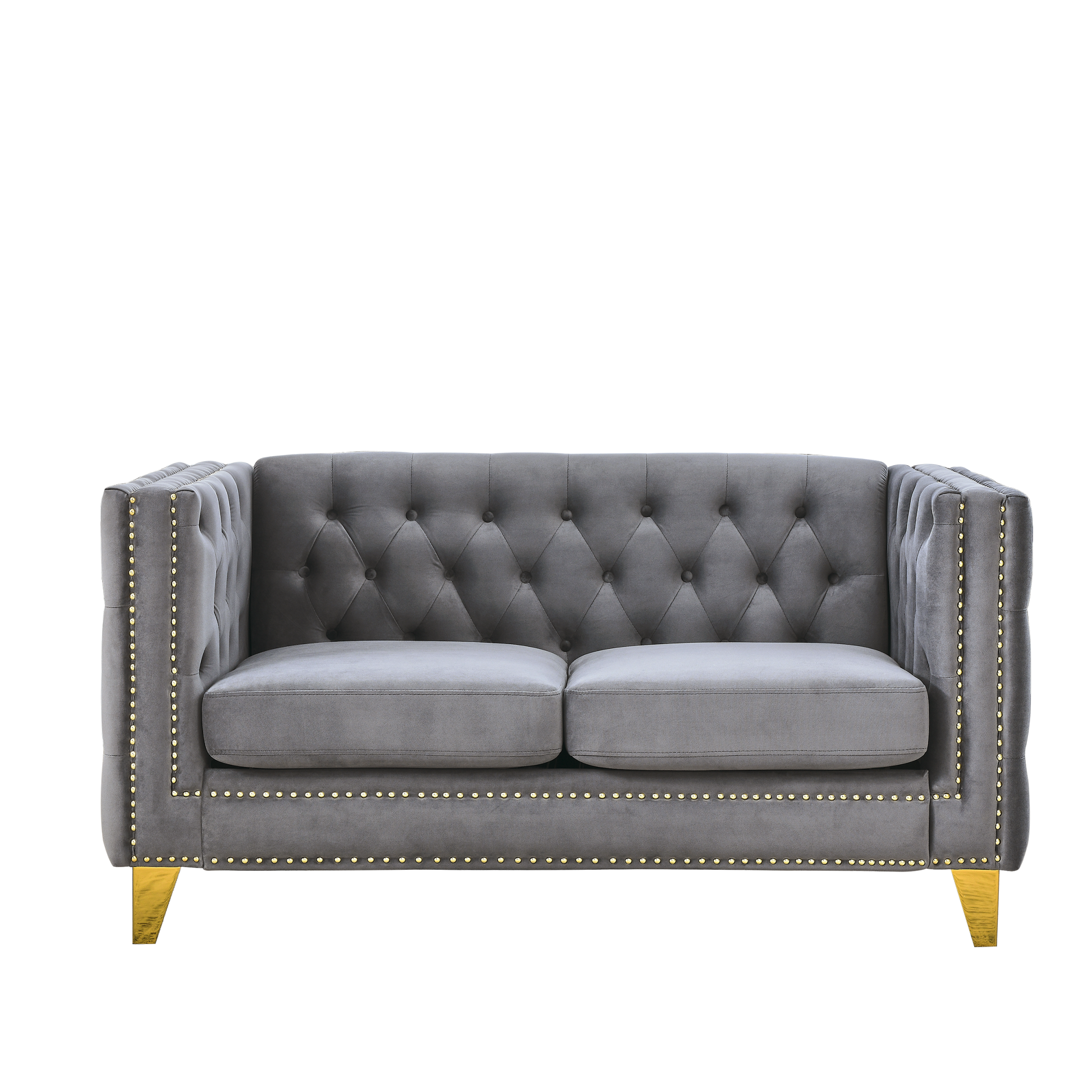 3 Seater 2 Seater Combination Sofa.Grey Velvet Gray Foam Velvet