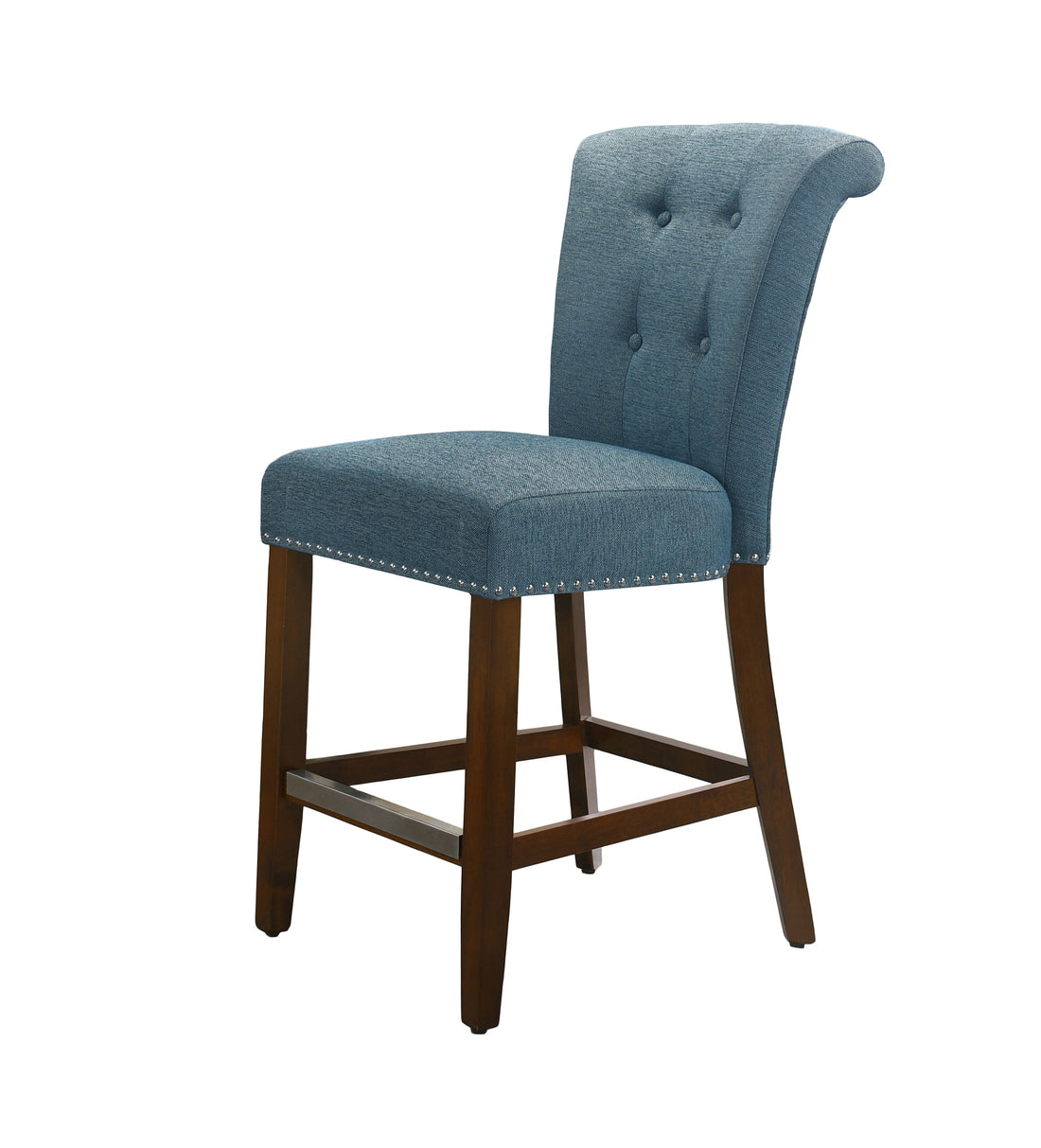 Auggie 20.5" Blue Fabric Counter Height Chair With Trim Blue Fabric