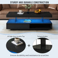 Led Coffee Table With Storage, Modern Center Table With 2 Drawers And Display Shelves, Accent Furniture With Led Lights For Living Room,Black Black Particle Board