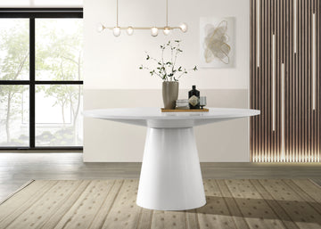 Jasper White 59" Wide Contemporary Round Dining Table White Wood