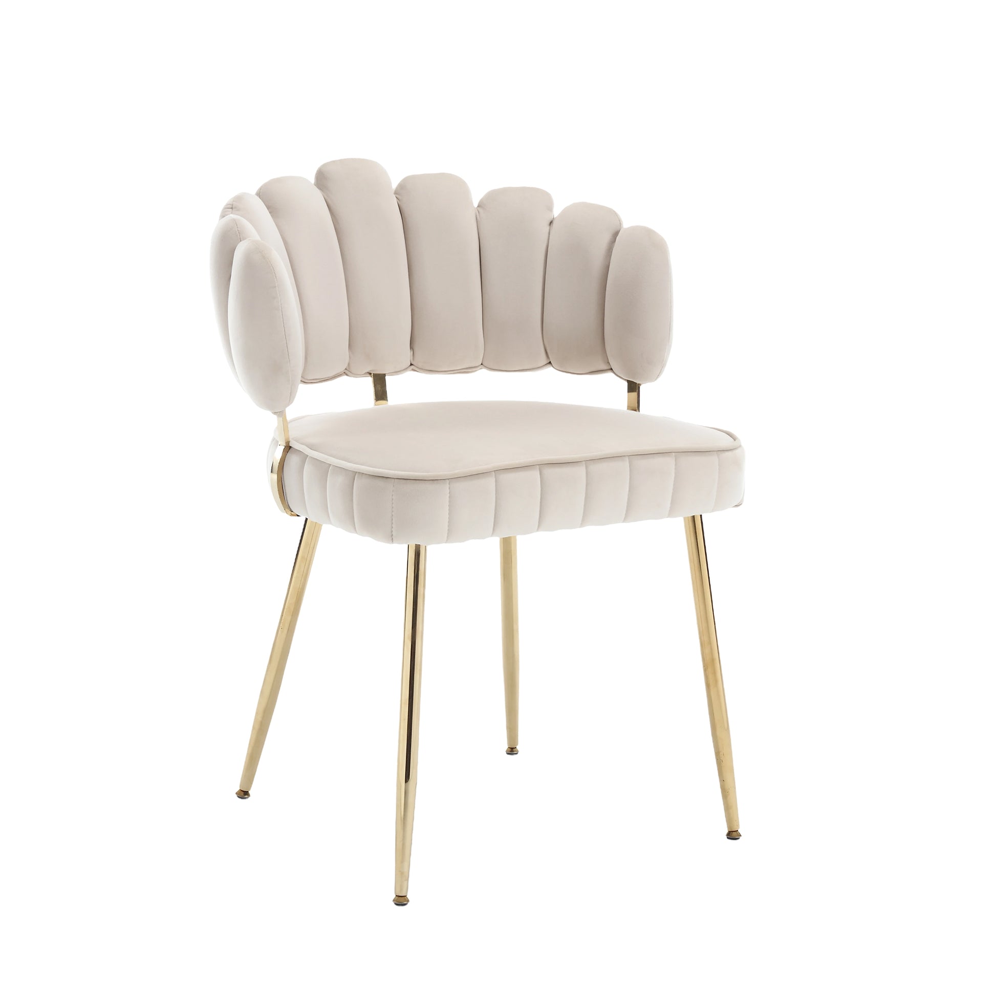 Coolmore Accent Chair ,Leisure Single Chair With Golden Feet Ivory Velvet