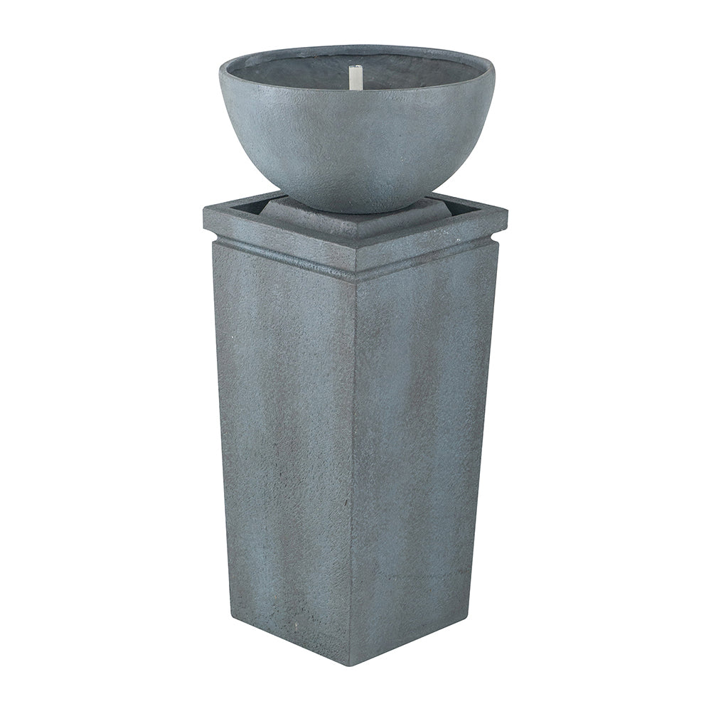 44.5" Polyresin Gray Zen Bowl Water Fountain, Outdoor gray-garden &