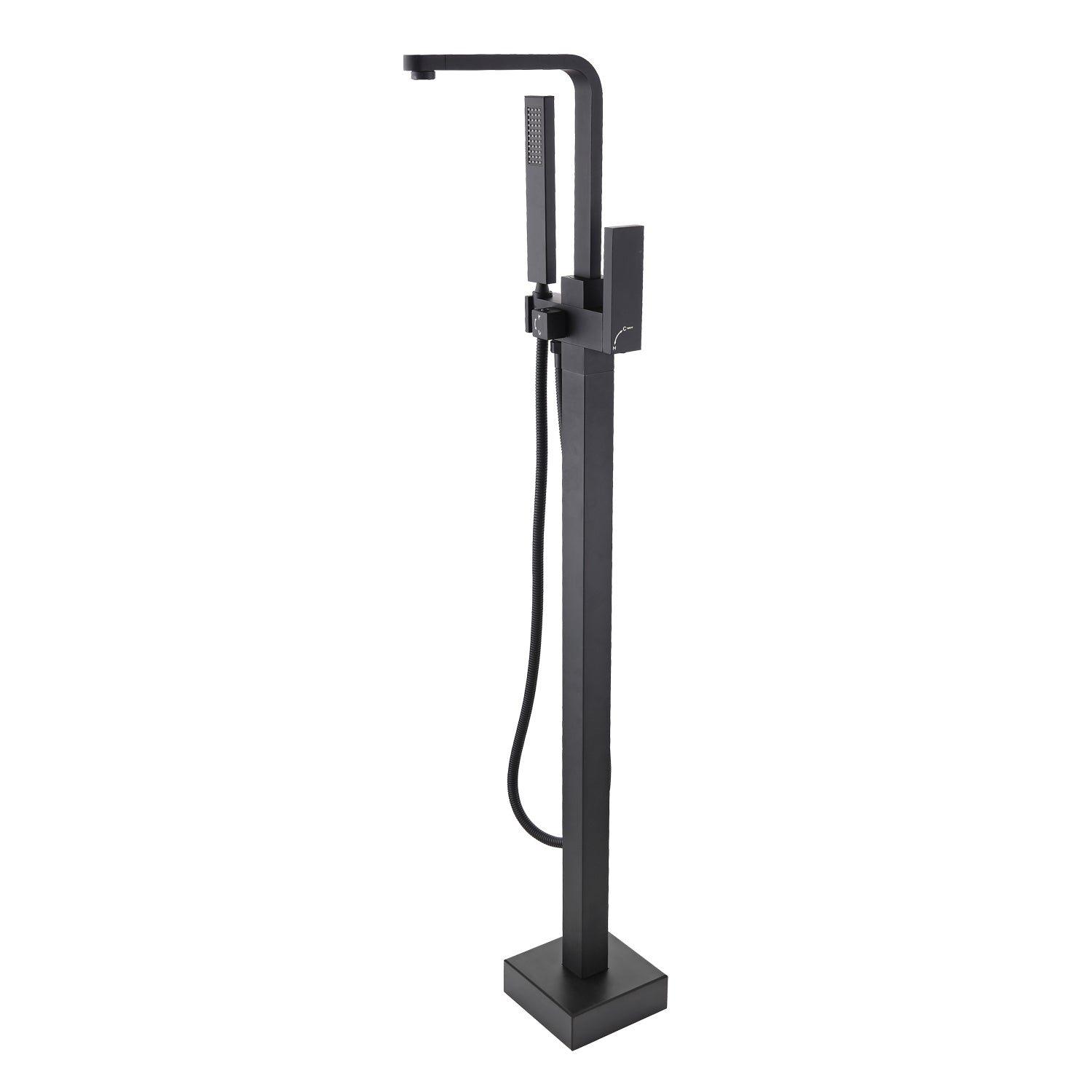 Freestanding Bathtub Faucet With Hand Shower Matte Black Metal