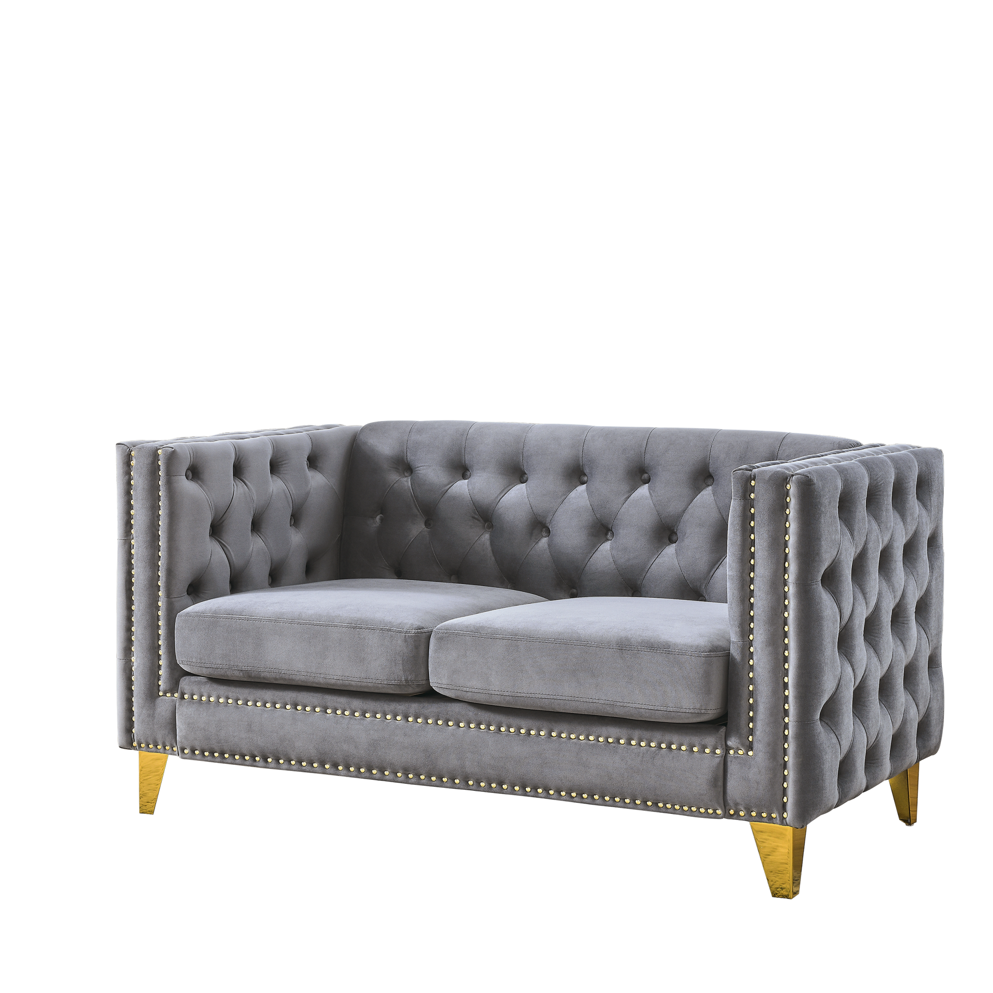 3 Seater 2 Seater Combination Sofa.Grey Velvet Gray Foam Velvet