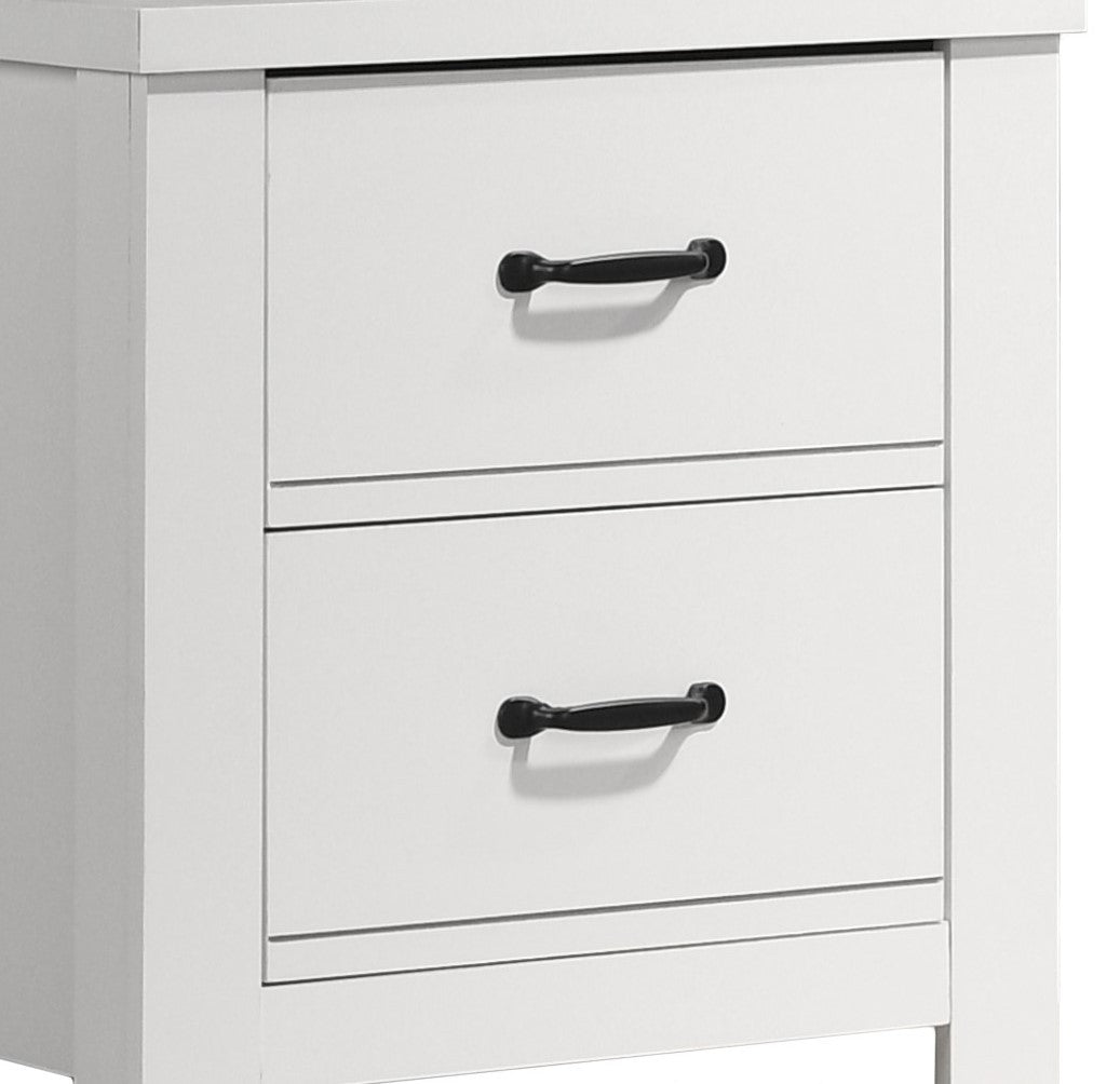 Cassini 21.5" White 2 Drawer Nightstand Bedside Table White Engineered Wood