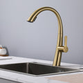 Single Handle Stainless Steel Pull Out Kitchen Faucet Brushed Gold Stainless Steel