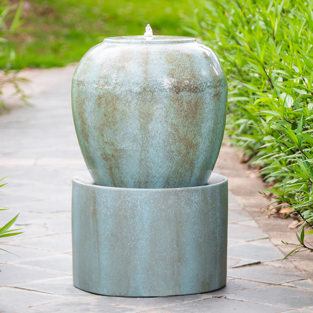 19.5x19.5x32.5" Heavy Outdoor Cement Fountain Antique antique blue-garden & outdoor-antique-art