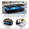 Led Coffee Table With Storage, Modern Center Table With 2 Drawers And Display Shelves, Accent Furniture With Led Lights For Living Room,Black Black Particle Board