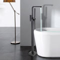Freestanding Bathtub Faucet With Hand Shower Matte Black Metal