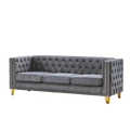 Contact Us For 3D Modeling Velvet Sofa For Living Room,Buttons Tufted Square Arm Couch, Modern Couch Upholstered Button And Metal Legs, Sofa Couch For Bedroom, Grey Velvet W834S00020 Gray Foam Velvet