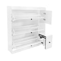 Versatile Shoe Cabinet With 3 Flip Drawers, Maximum Storage Entryway Organizer With Drawer, Free Standing Shoe Rack With Pull Down Seat For Hallway, White Freestanding 3 4 Drawers White Primary Living Space Adjustable Shelves Particle Board