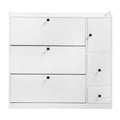 Versatile Shoe Cabinet With 3 Flip Drawers, Maximum Storage Entryway Organizer With Drawer, Free Standing Shoe Rack With Pull Down Seat For Hallway, White Freestanding 3 4 Drawers White Primary Living Space Adjustable Shelves Particle Board