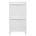 Natural Rattan 3 Door Shoe Rack, Freestanding Modern Shoe Storage Cabinet, For Entryway White Particle Board