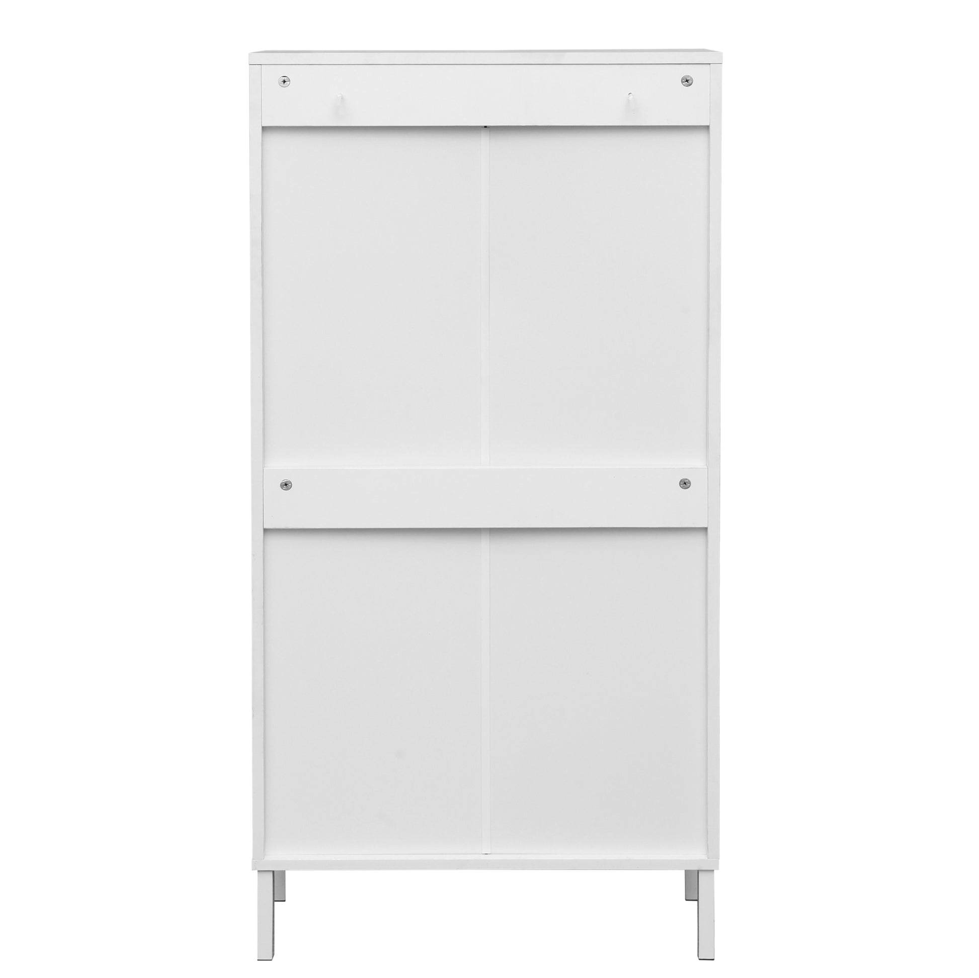 Natural Rattan 3 Door Shoe Rack, Freestanding Modern Shoe Storage Cabinet, For Entryway White Particle Board