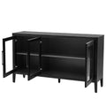 Wood Storage Cabinet With Three Tempered Glass Doors And Adjustable Shelf,Suitable For Living Room, Study And Entrance 1 2 Shelves Black Primary Living Space Adjustable Shelves American Design Mdf