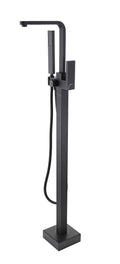 Freestanding Bathtub Faucet With Hand Shower Matte Black Metal