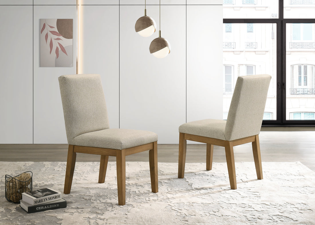 Jasper Set Of 2 Driftwood Finish Contemporary Beige Fabric 19"W Dining Chair White Wood