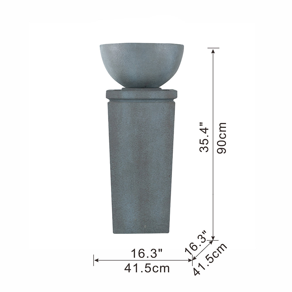 35.5" Polyresin Gray Zen Bowl Water Fountain, Outdoor gray-garden &