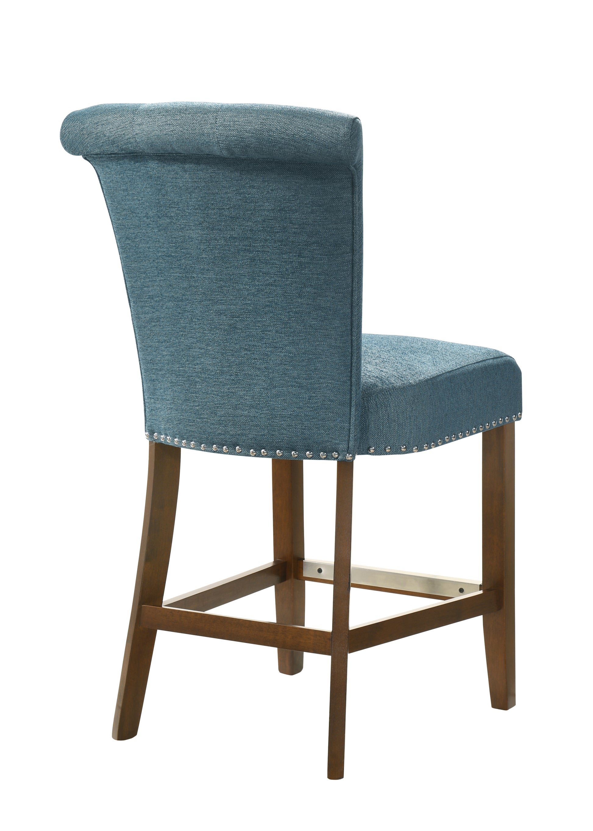 Auggie 20.5" Blue Fabric Counter Height Chair With Trim Blue Fabric