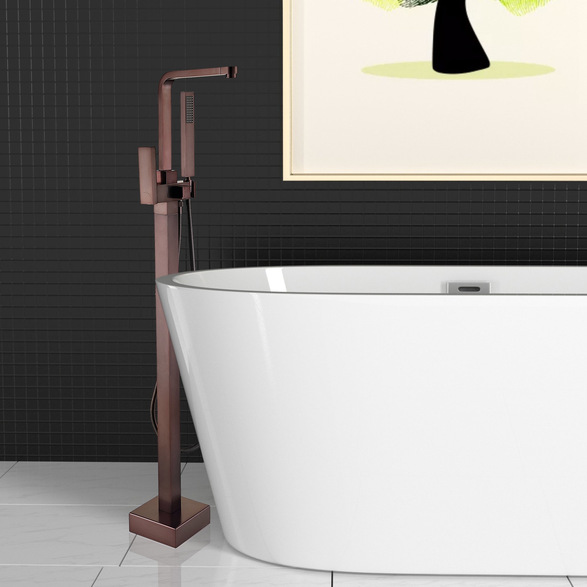 Freestanding Bathtub Faucet With Hand Shower Oil Rubbed Bronze Metal