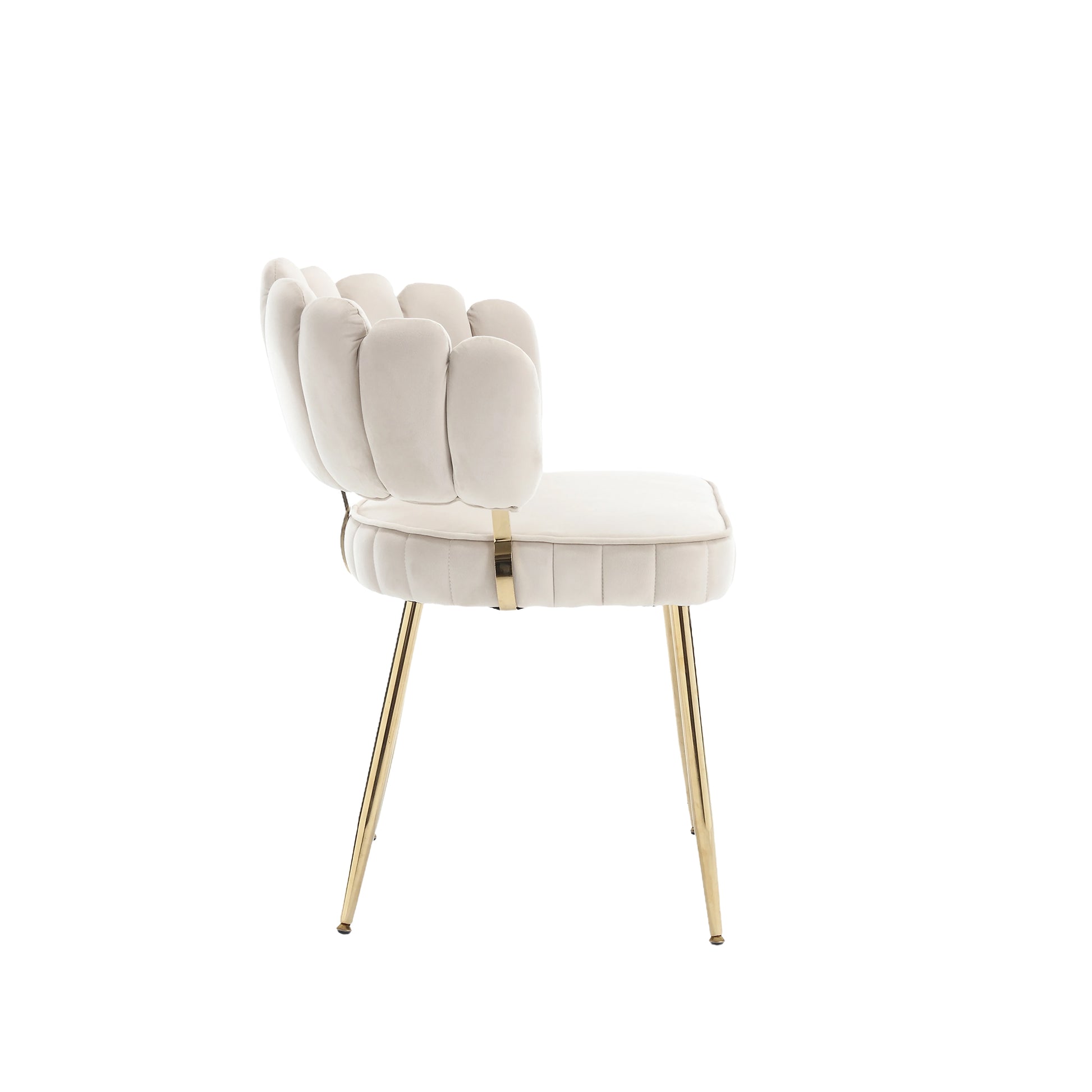 Coolmore Accent Chair ,Leisure Single Chair With Golden Feet Ivory Velvet