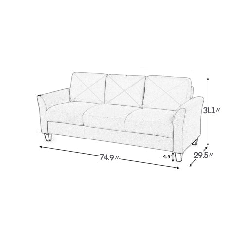 Fashion Living Room Three Piece Sofa Set, Living Room Set Antique Black Polyester