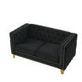 Contact Us For 3D Modeling Velvet Sofa For Living Room,Buttons Tufted Square Arm Couch, Modern Couch Upholstered Button And Metal Legs, Sofa Couch For Bedroom, Black Velvet 2S Black Foam Velvet