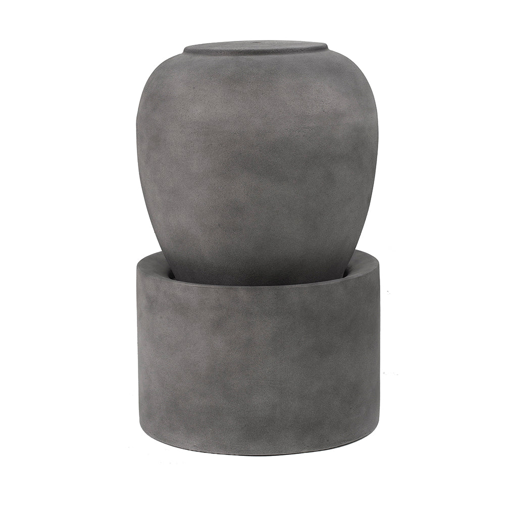 19.5X19.5X32.5" Heavy Outdoor Cement Fountain Antique Gray, Cute Unique Urn Design Water Feature For Home Garden, Lawn, Deck & Patio Antique Gray Garden & Outdoor Antique,Art