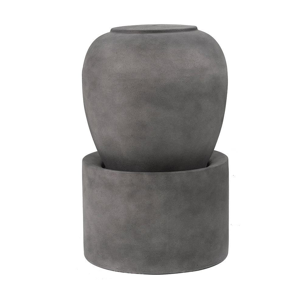 19.5x19.5x32.5" Heavy Outdoor Cement Fountain Black