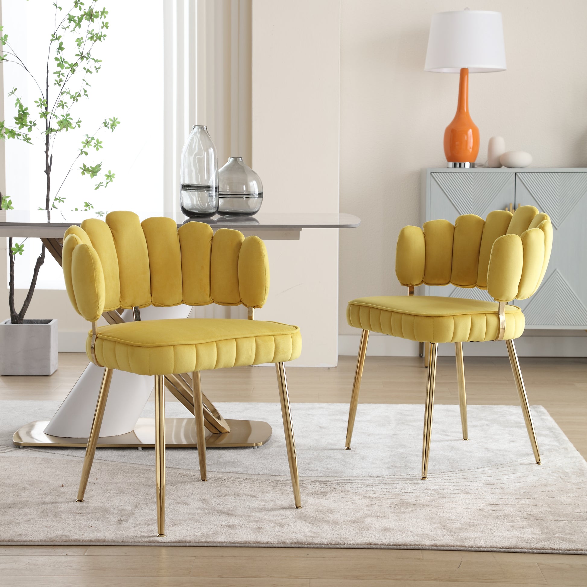 Coolmore Accent Chair ,Leisure Single Chair With Golden Feet Mustard Yellow Velvet