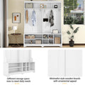 Modern Hallway Hall Tree With Metal Hooks And Storage Space, Multi Functional Entryway Coat Rack With Shoe Cubbies, White Pre Sale Date: December 18Th White Mdf