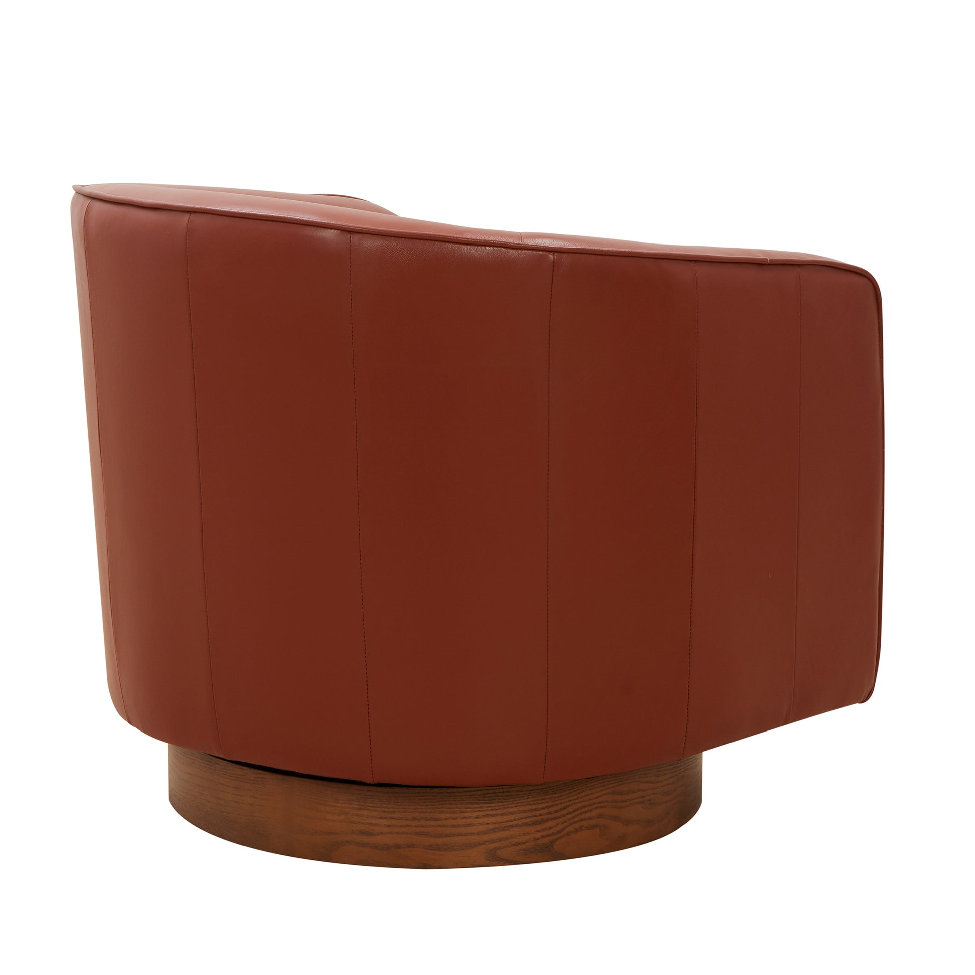 Tessa Caramel Top Grain Leather Wood Base Swivel Chair Caramel Foam Leather