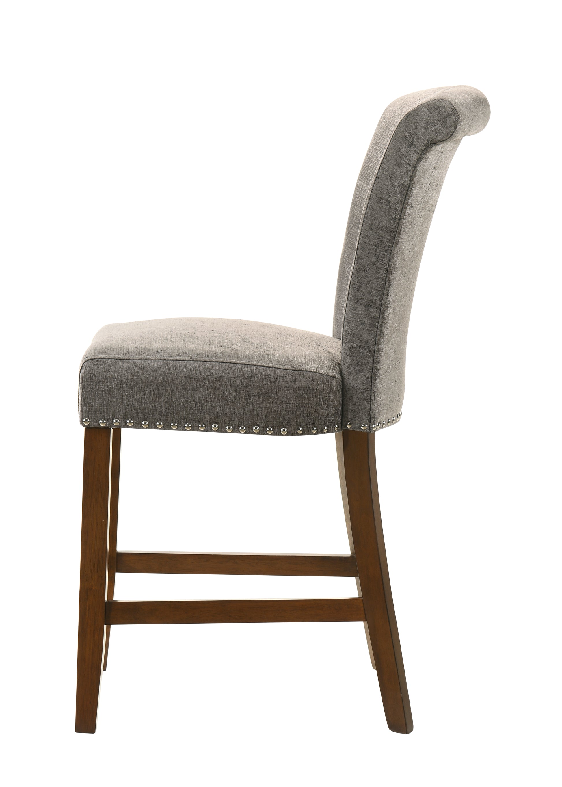 Auggie 20.5" Gray Fabric Counter Height Chair With Trim Gray Fabric