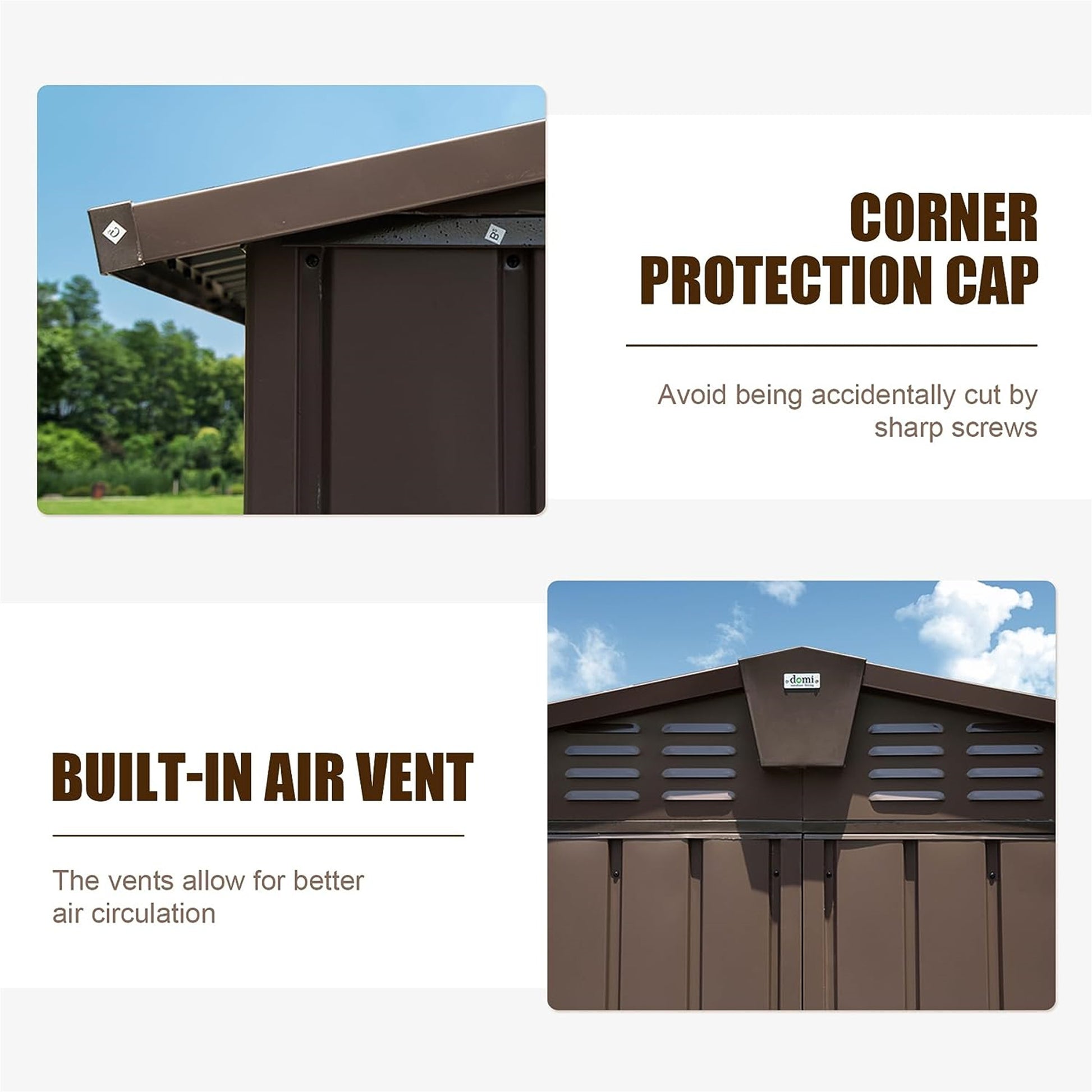 Outdoor Storage Shed 10'X8', Metal Tool Sheds Storage House With Lockable Double Door,Large Bike Shed Waterproof For Garden,Backyard,Lawn Brown Brown Metal