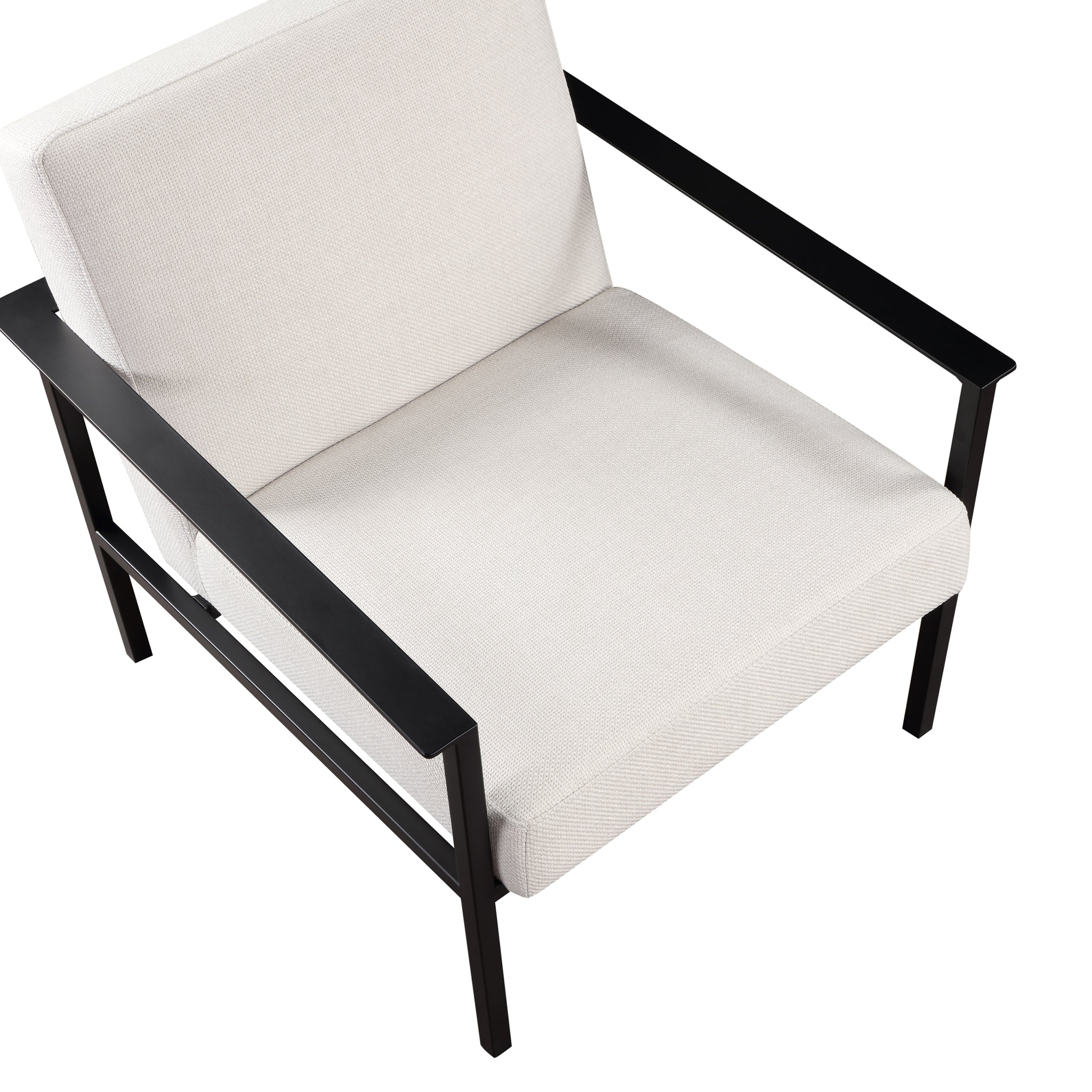 Millie Oatmeal White Stationary Metal Accent Chair off white-foam-polyester