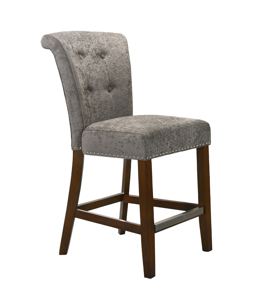 Auggie 20.5" Gray Fabric Counter Height Chair With Trim Gray Fabric