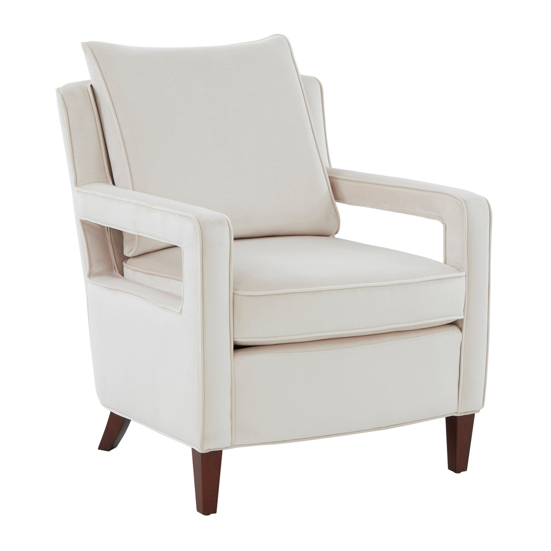 Alina Sea Oat Velvet Accent Arm Chair Beige Foam Velvet