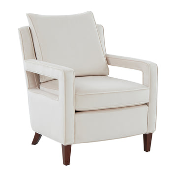 Alina Sea Oat Velvet Accent Arm Chair Beige Foam Velvet