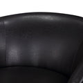 Maisy Brown Faux Leather Wood Base Barrel Swivel Chair Brown Foam Polyester