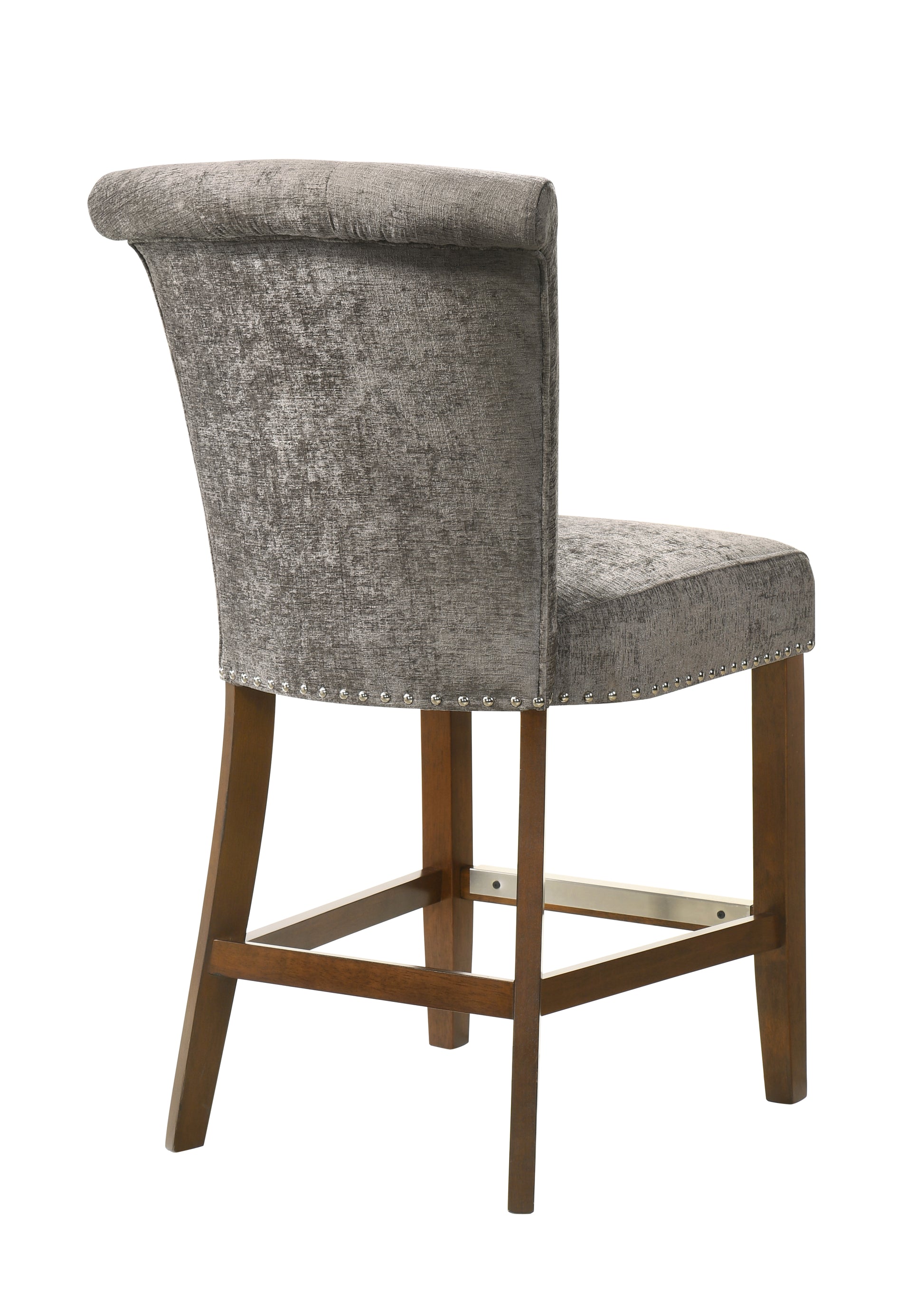 Auggie 20.5" Gray Fabric Counter Height Chair With Trim Gray Fabric