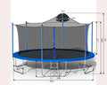 14Ft Trampoline For Adults & Kids With Basketball Hoop, Outdoor Trampolines W Ladder And Safety Enclosure Net For Kids And Adults Blue Metal