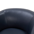 Tessa Midnight Blue Top Grain Leather Wood Base Swivel Chair Dark Navy Foam Leather