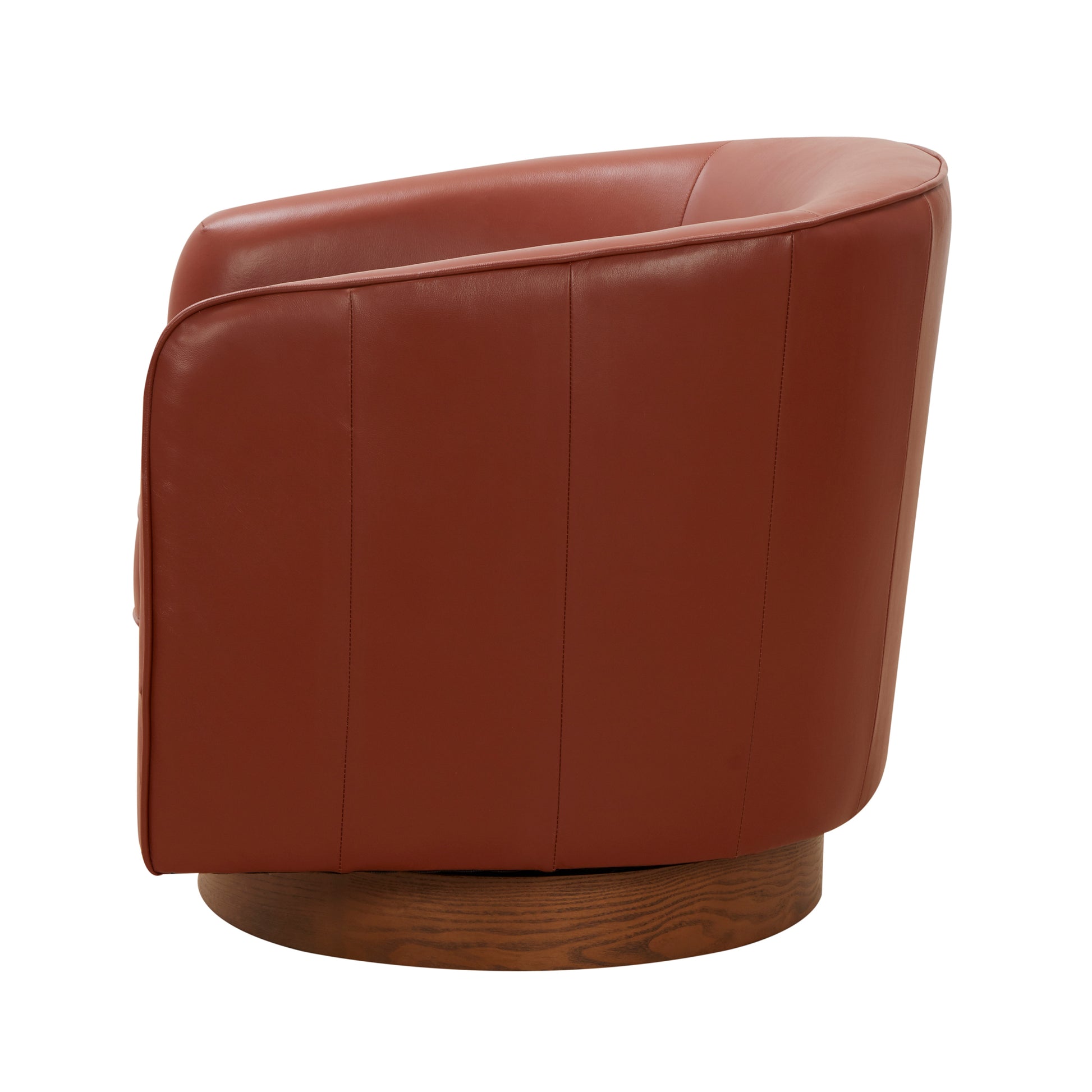 Tessa Caramel Top Grain Leather Wood Base Swivel Chair Caramel Foam Leather