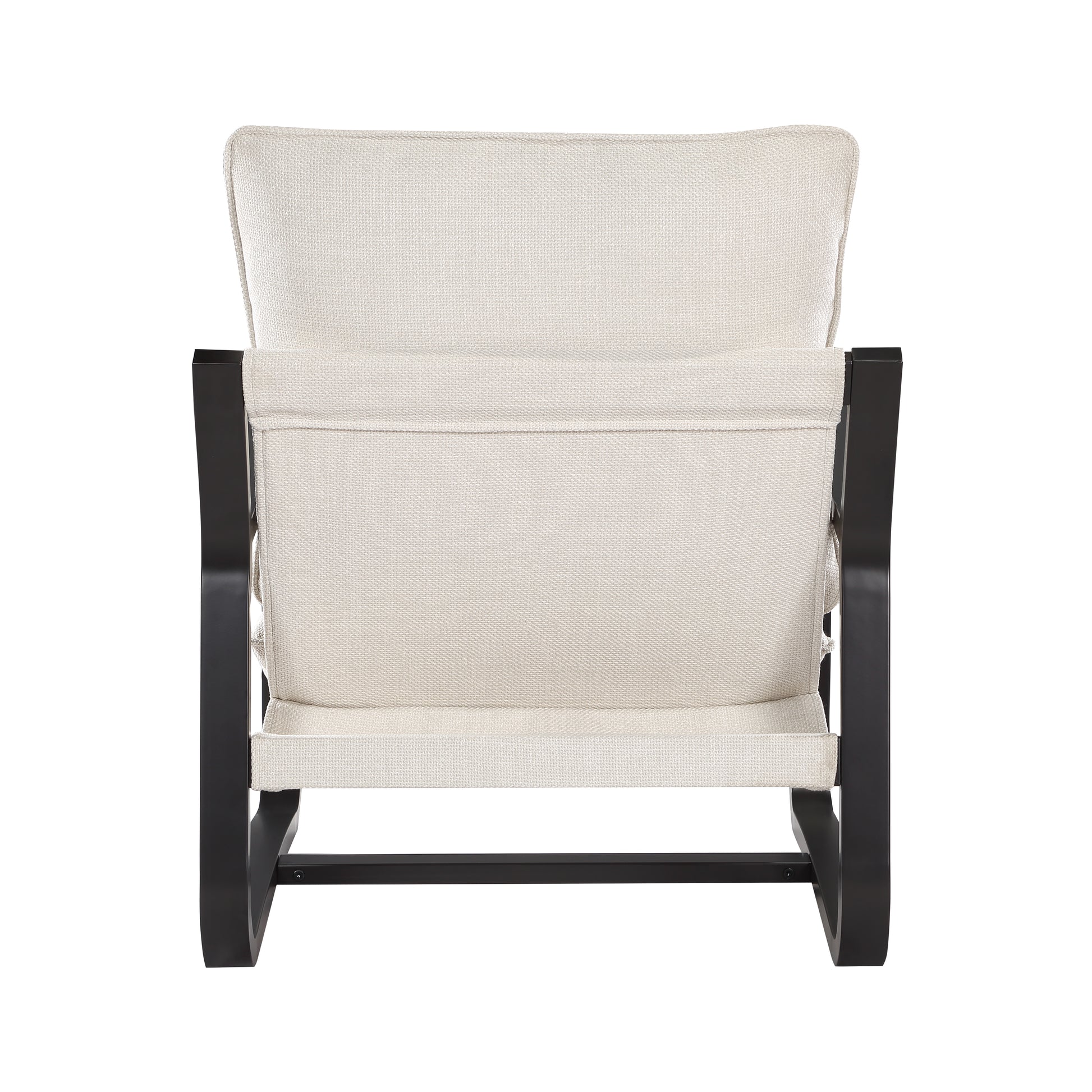 Blaire Sling Chair Upholstered In Oatmeal Fabric With Metal Frame Beige Foam Polyester