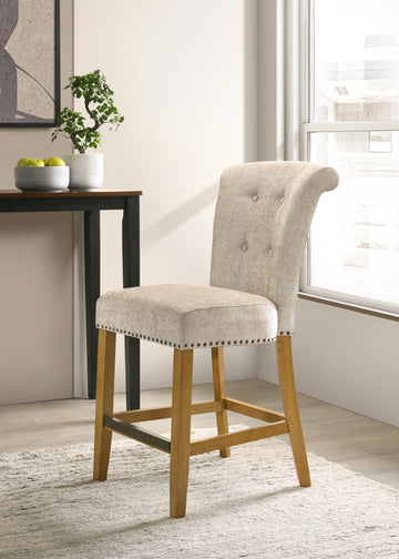 Auggie 20.5" Cream Fabric Counter Height Chair With Trim Cream Fabric