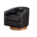 Maisy Brown Faux Leather Wood Base Barrell Swivel brown-foam-polyester