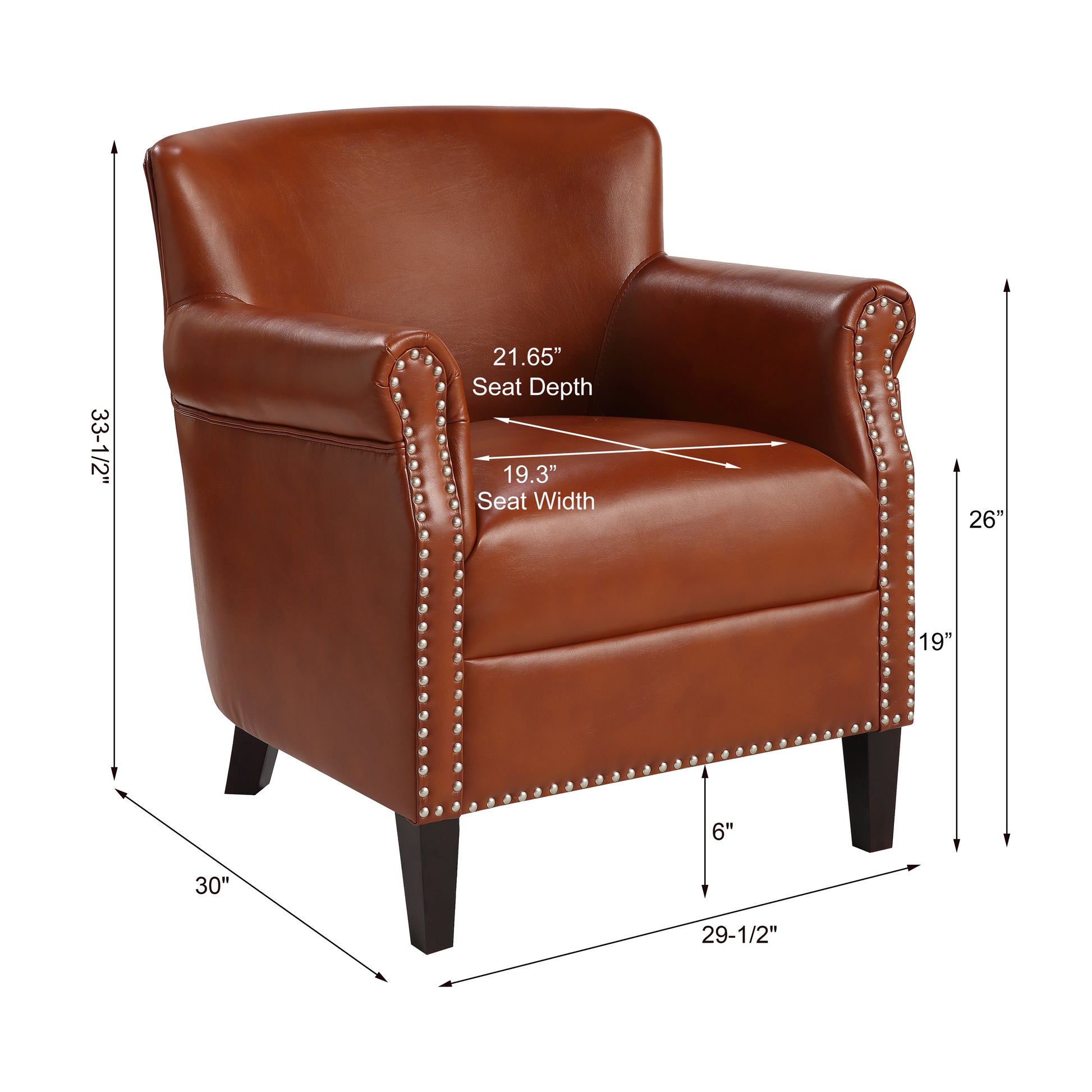 Hadley Caramel Club Chair Caramel Foam Polyester Blend